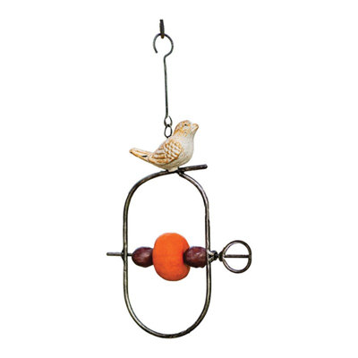  Vogel Cream Cast Iron Bird Feeder Set of 2 Decorative Outdoor Garden Accent 8"H