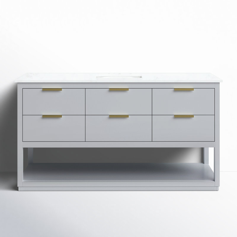 Felicity 60'' Single Bathroom Vanity with Engineered Marble Top, Gray