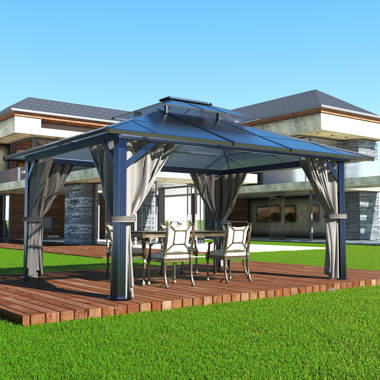13 ft. W x 10 ft. D/ 16 ft. W x 12 ft. D Aluminum Patio Gazebo VEIKOUS Size: 13 ft x 10 ft