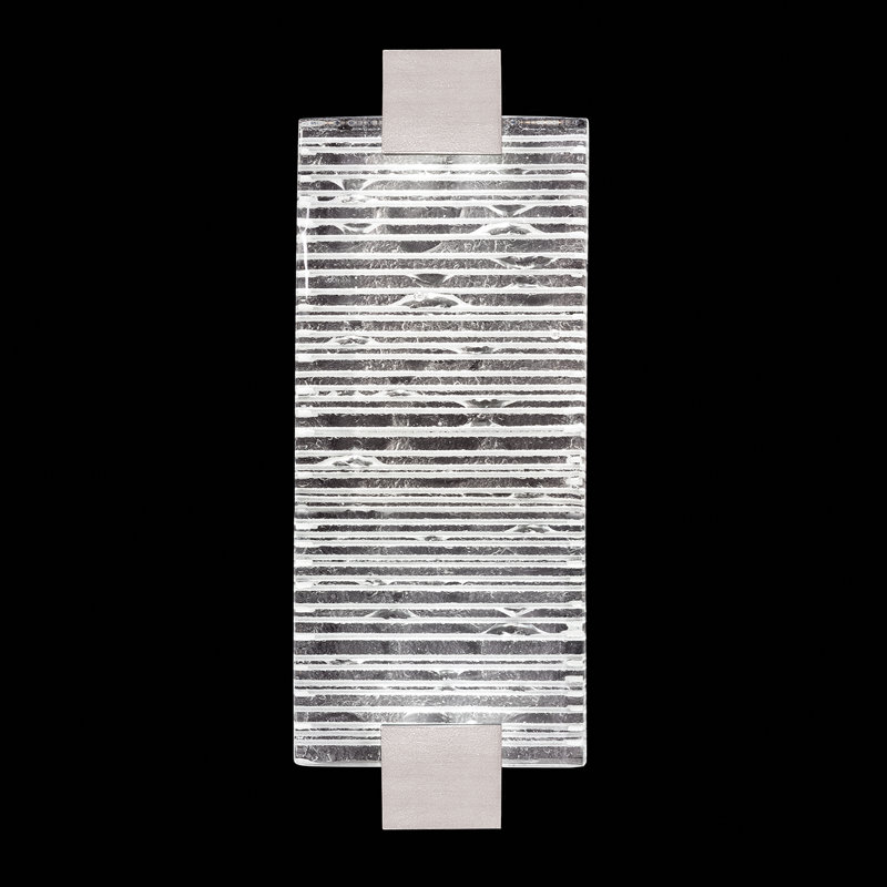 Terra LED Flush Mounted Sconce, Silver, 15.75" H x 6.25" W x 3.5" D, Rake Clear