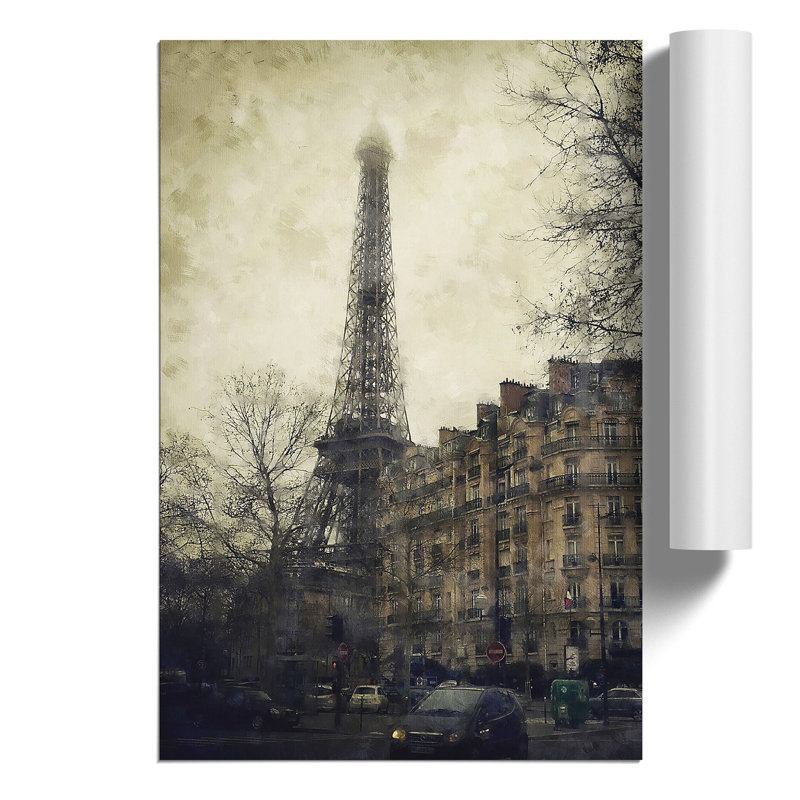 Eiffel Tower Painting - Frameless Print, 59cm H x 42cm W x 0.1cm D