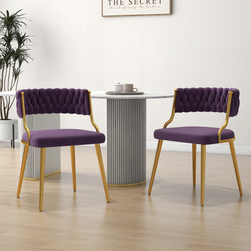 Ginko Tufted Velvet Dining Chair, Purple, 2