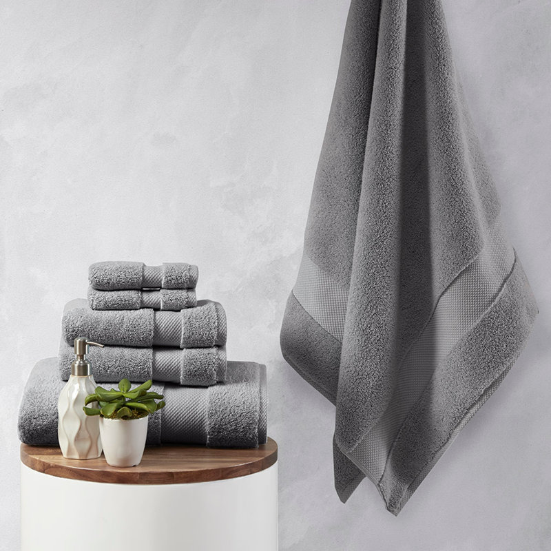 Ensemble de serviettes 6 pièces en coton, Gris anthracite