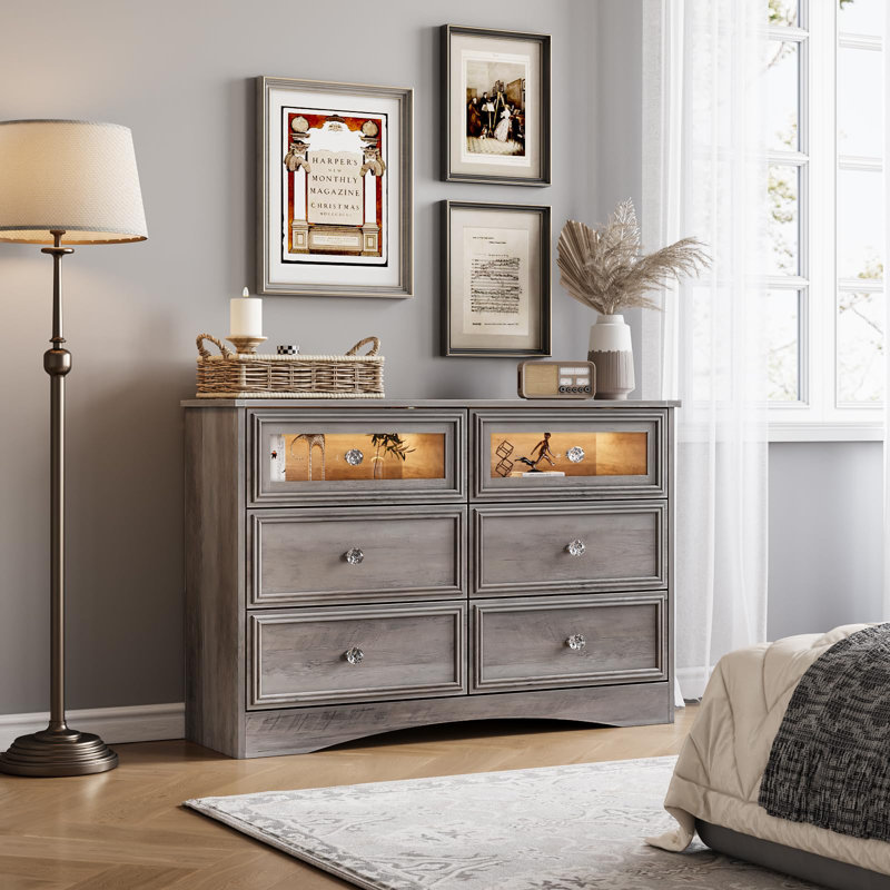 Commode 6 tiroirs Agnis, Gris