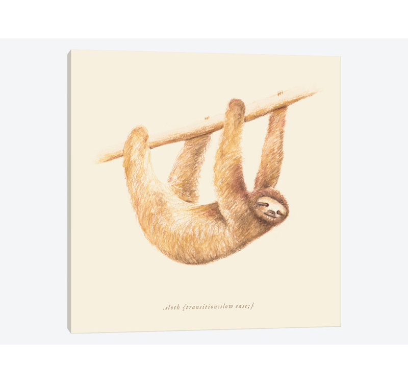 «Sloth», impression sur toile, H 12 po x l 12 po x P 0,75 po, Toile tendue, Pas de tapis