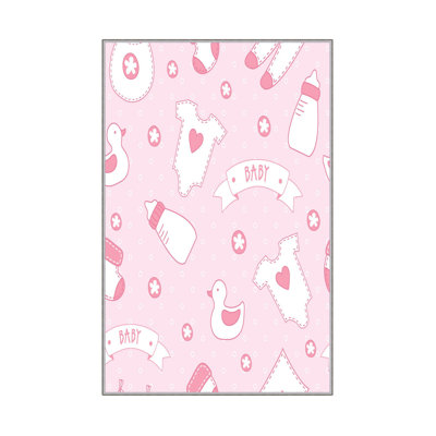 Dorland Machine Made Flatweave Polyester Area Rug in Pink/White
