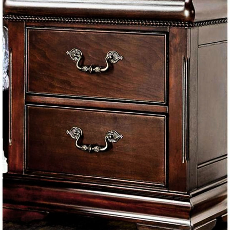 Table de chevet élégante en cerisier avec rangement dissimulé et 2 tiroirs pour la chambre à coucher