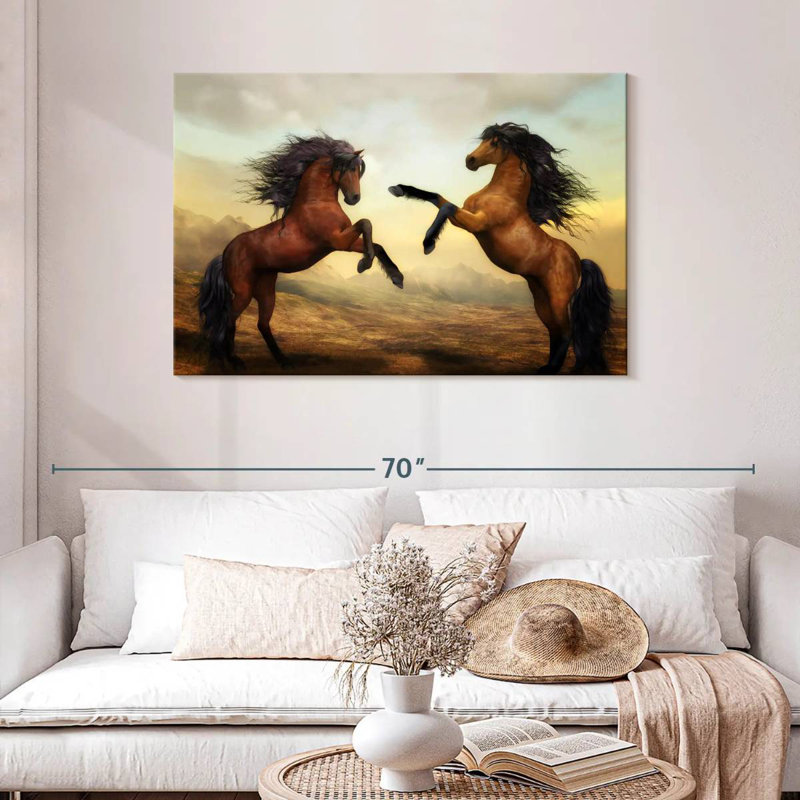Brampt Fighting Brown Horses, 30" H x 45" W