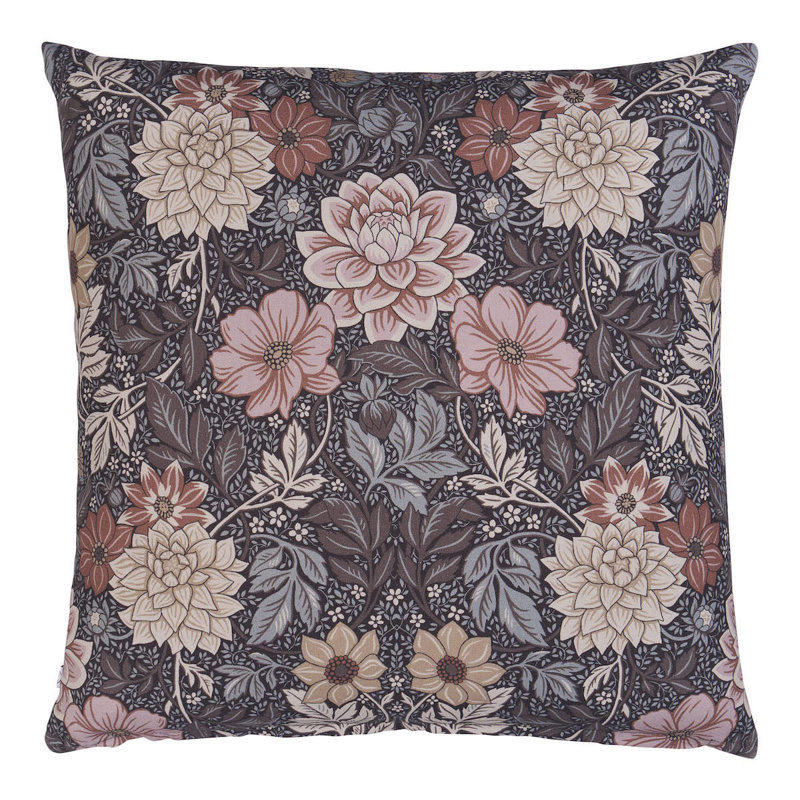 Boråstapeter Dahlia Garden Pillow, Brown/Pink Floral, 20"H x 20"W, Square