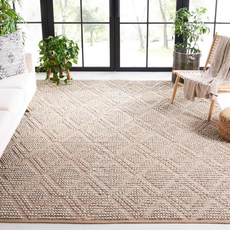 Natura Hand Woven Wool/Jute/Cotton Geometric Rug in Natural/Gray, Round 6'