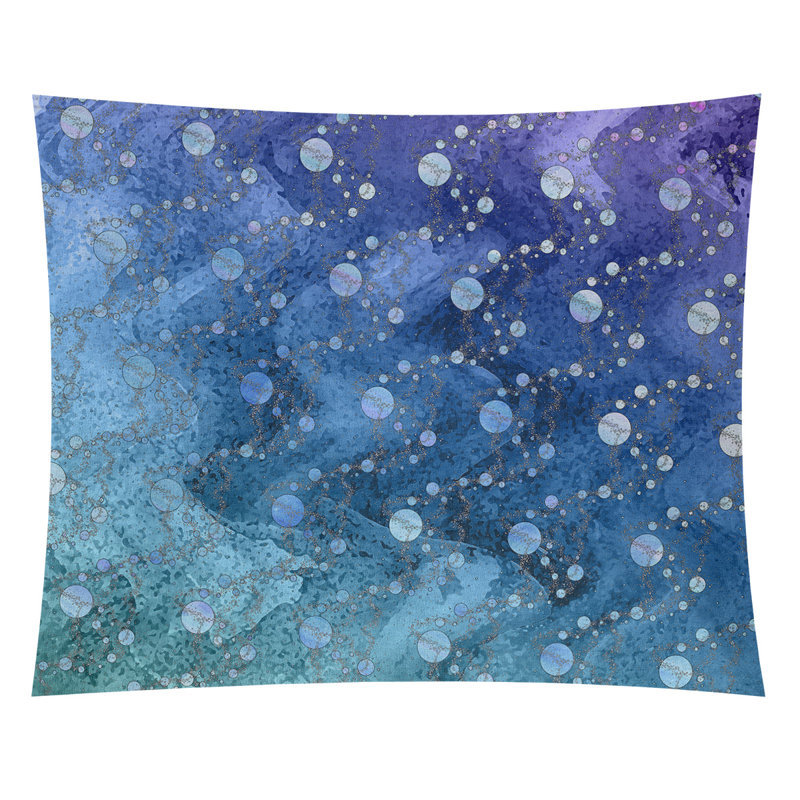Tapisserie murale en polyester ombré planètes étoiles, H 27,5 po x l 37,5 po, Bleu / violet