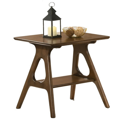 Arona Mid-Century Modern Wood End Table With Shelf by George Oliver