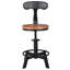 Ensemble de 2 tabourets de bar avec dossier, tabouret de comptoir de cuisine rustique industriel de 17 à 24 po à hauteur réglable, métal noir et bois brun-70088147
