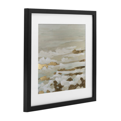 Gilded Surf Abstract Waves Framed Print Under Glass, design by June Erica Vess