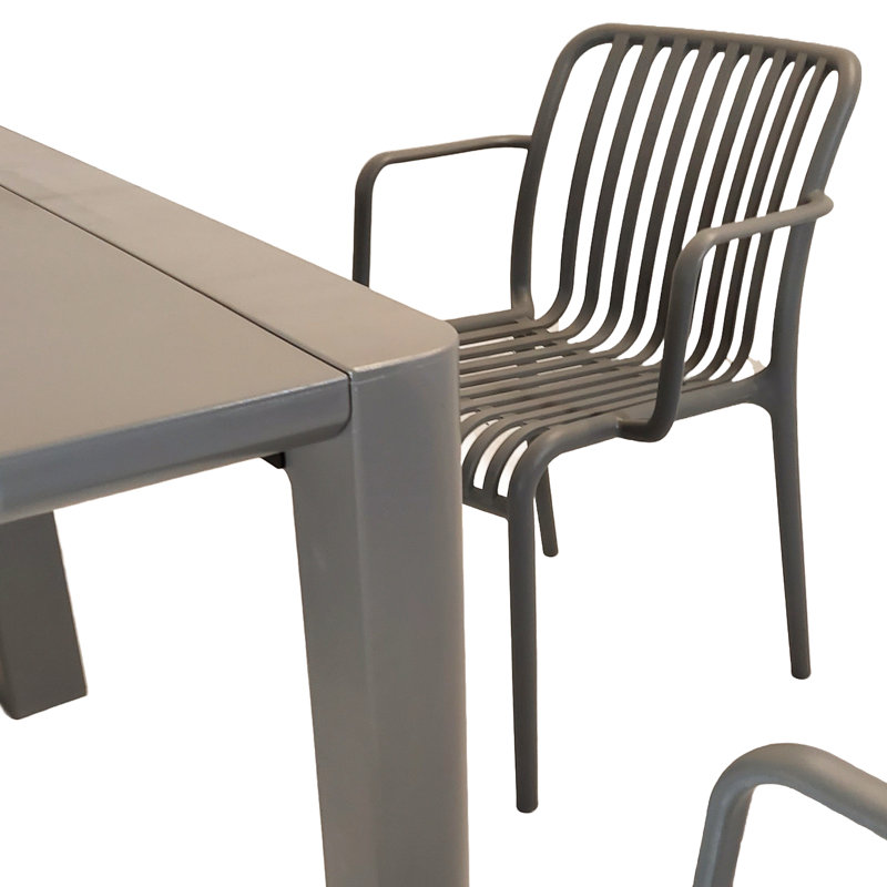 Carachure Rectangular 7 - Piece 6 - Person 100Cm L Outdoor Table Set, Grey