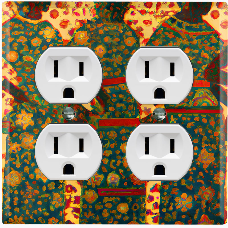 Copper Rust Patina Teal Print 2 - Gang Duplex Outlet Standard Wall Plate