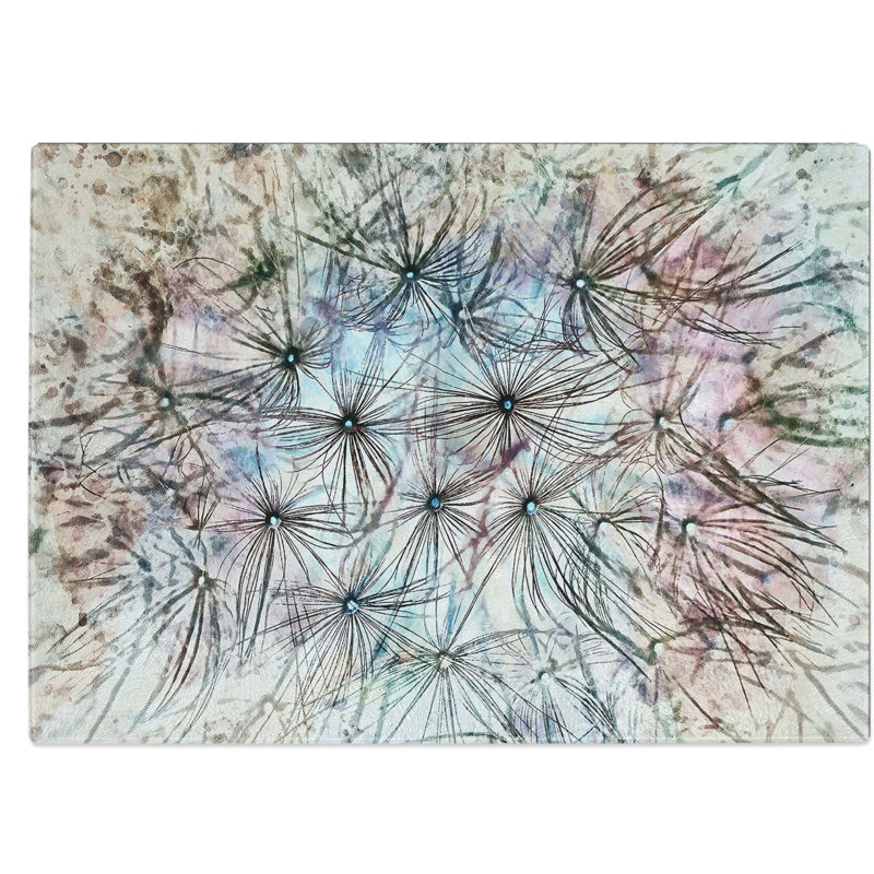 Tempered Glass Dandelion Seeds Chopping Board, 39 cm W x 28.5 cm L