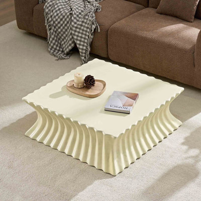 Table d'appoint carrée 35,43 pouces, finition beige élégante pour coin-salon