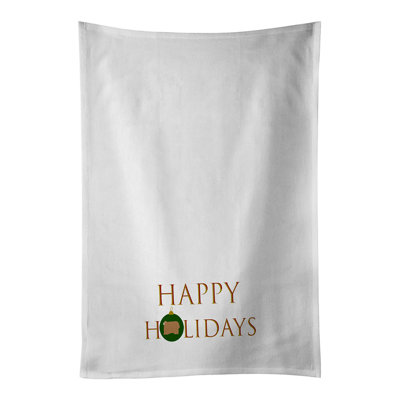 Ensemble de 2 serviettes de cuisine blanches Sheep - Lincoln Longwool Sheep Happy Holidays
