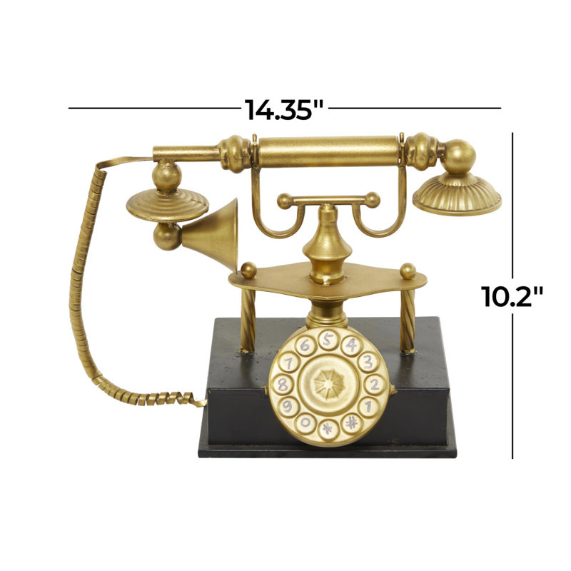 Sculpture en métal téléphone or