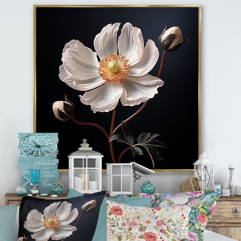 Sunny Ranunculus Dreams I sur toile, H 30 po x l 30 po x P 1 po, Cadre flottant doré