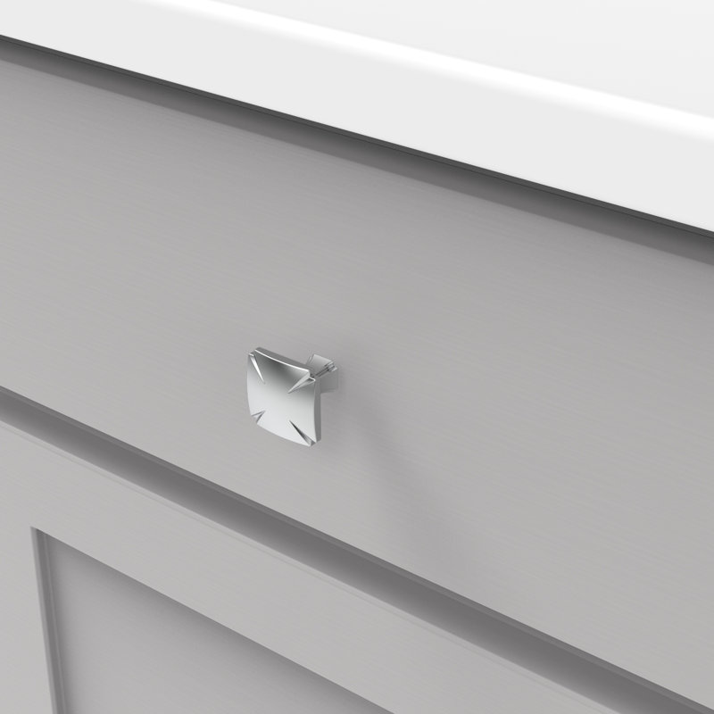 Poignée carrée de la collection Bridges - Bouton d'armoire chromé de 1-3 / 16 po x 1-3 / 16 po - Quincaillerie transitionnelle et décorative pour tiroirs et armoires
