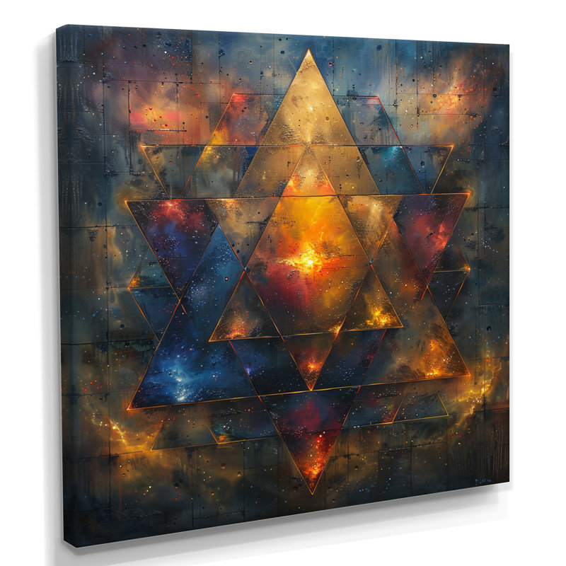 Double étoile arcane hexagone - reproduction d'art géométrique murale, Toile tendue, H 30 po x l 30 po x P 1 po