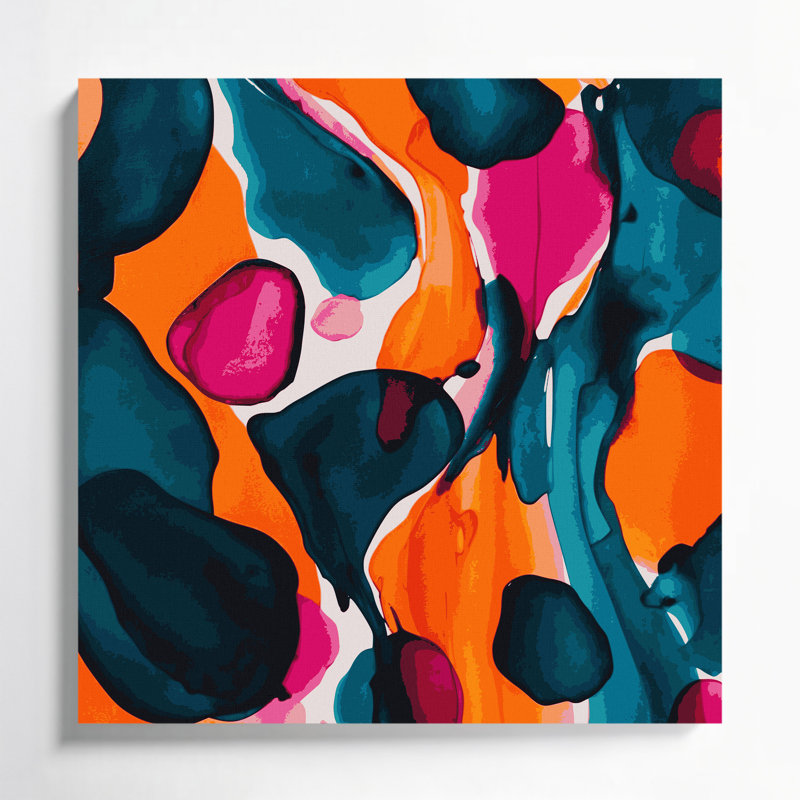 Abstrait aquarelle 47, art mural sur toile grise, H 16 po x l 16 po