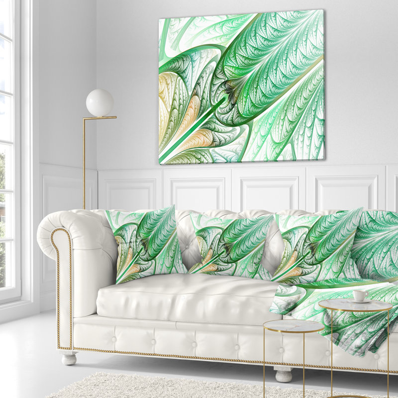 Vitrail fractal - coussin imprimé abstrait, 18 po x 18 po, Turquoise, Coussin décoratif