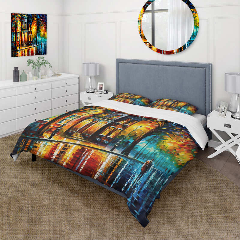 Ensemble de housse de couette colorée Montreal City III - Polyester en microfibre