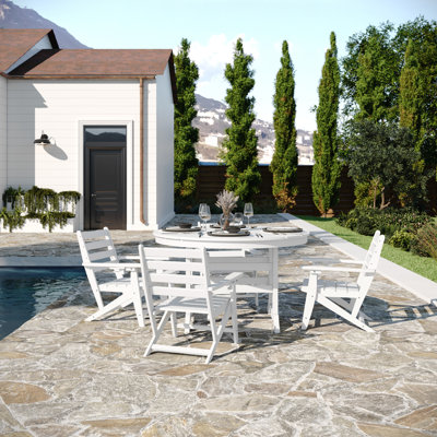 Commercial All Weather Adirondack Table And 4 Chairs With Cupholders by Rosecliff Heights
