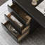 Bureau rectangulaire en bois massif noir avec 4 tiroirs, bureau
