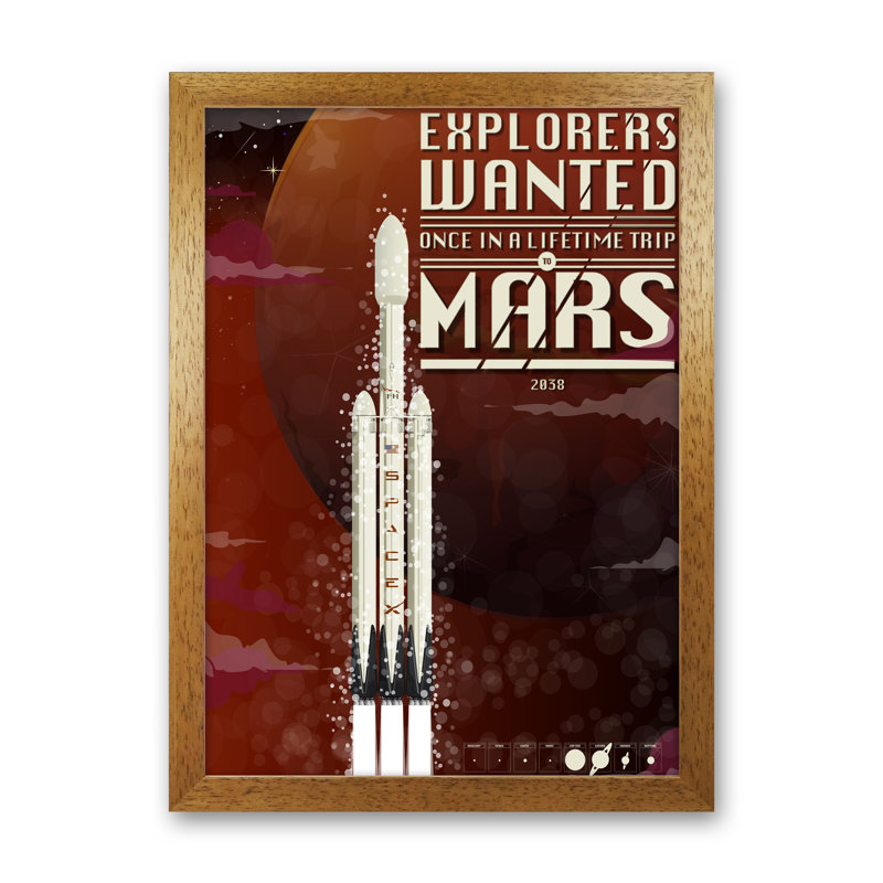 SpaceX - Print, Oak Framed, 84cm H x 60cm W x 3cm D