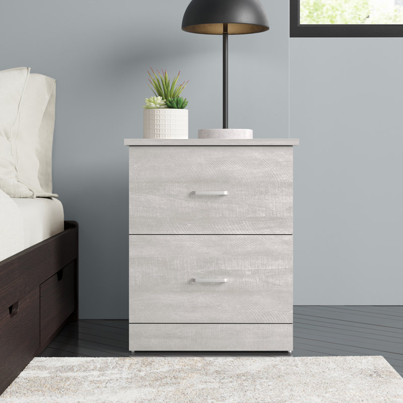 Allyannah 23.6" 2-Drawer Nightstand, Dusty Grey Oak, Individual