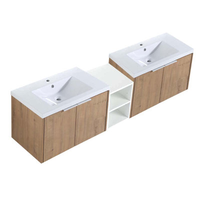 Meuble-lavabo double 71,12 po avec plateau en résine Amandy