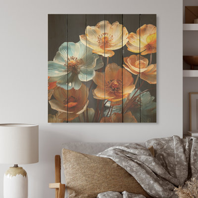 Buttercups Colorful Abstraction - Buttercups Wood Wall Art On Natural Pine Wood