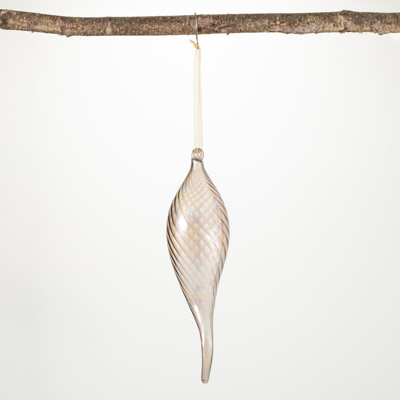 Frosted Reflections Swirl Drop Finial Ornament