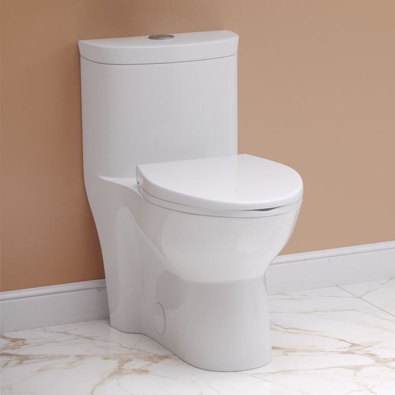 Toilette allongée une pièce Sublime à double chasse 1,1 / 1,6 GPP, Blanc lustré, Actionné par le siège