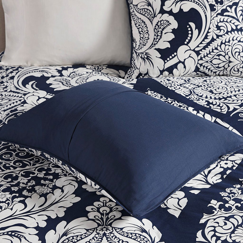 Ensemble de housse de couette réversible à motif floral imprimé 6 pièces avec oreiller décoratif
