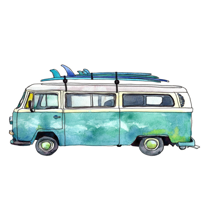 Agustya Blue Surf Van par Paul McCreery, H 8 po x l 12 po, Oui, Cadre simple blanc