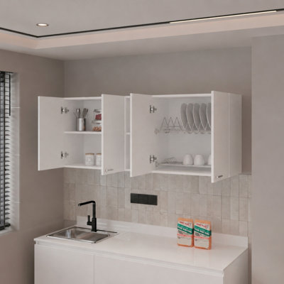 Armoire de rangement murale avec tablettes ouvertes Milano - Blanc