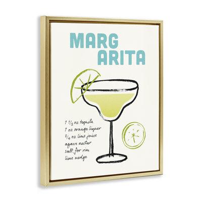 «Margarita Drink Recipe», art mural encadré sur toile flottante par Victoria Barnes