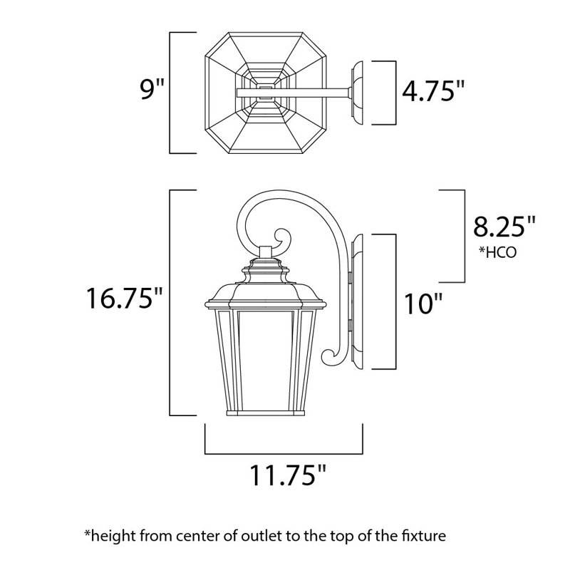 Melrose Wall Light, 16.75" H x 9" W x 11.75" D