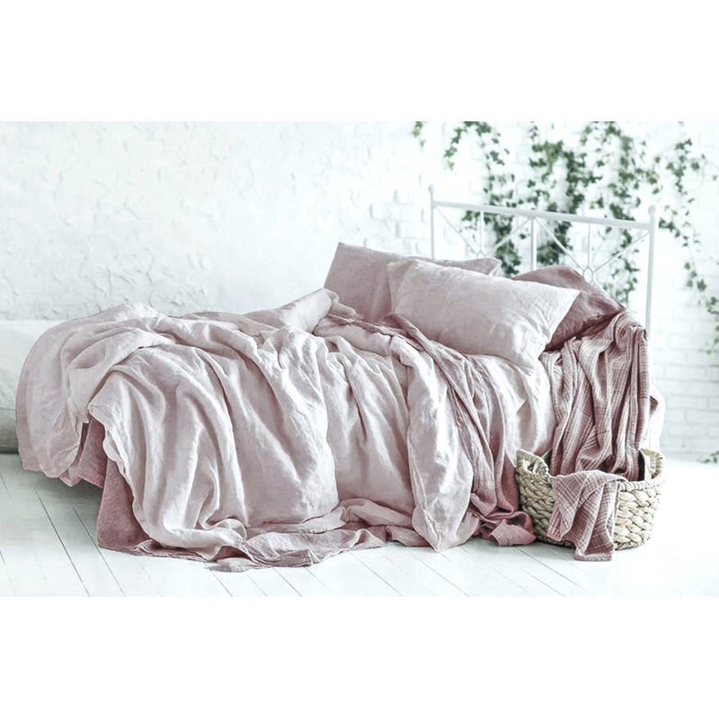 Ensemble de housse de couette en lin 3 pièces , Housse de couette simple TG + 1 taie d'oreiller st, Lavande