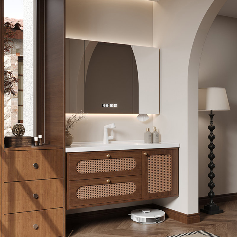 Retro light luxury style simple bathroom cabinet