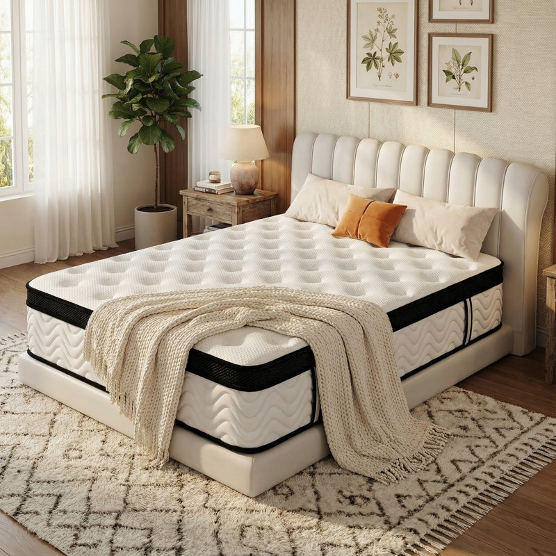 12" Memory Foam Mattress, Hybrid mattresses with Independent Pocket Coils for Motion Isolation & Silent Sleep, Queen