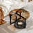 Round Coffee Table Amber-Tinted Tempered Glass Accent Table For Living Rooms