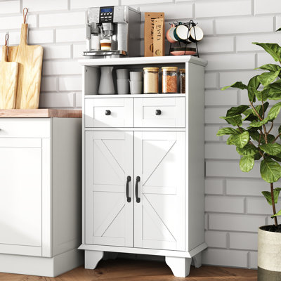 41.3'' H Kitchen Pantry Cabinet With 2 Drawers,Multistorage Pantry Cabinet With 2 Door & Adjustable Shelves(Set of 2)