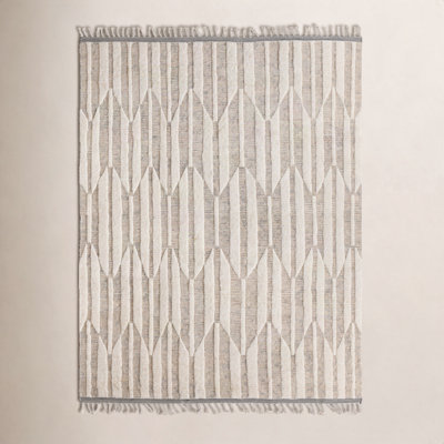 Wesler Beige Ivory Hand-Knotted Wool Rug