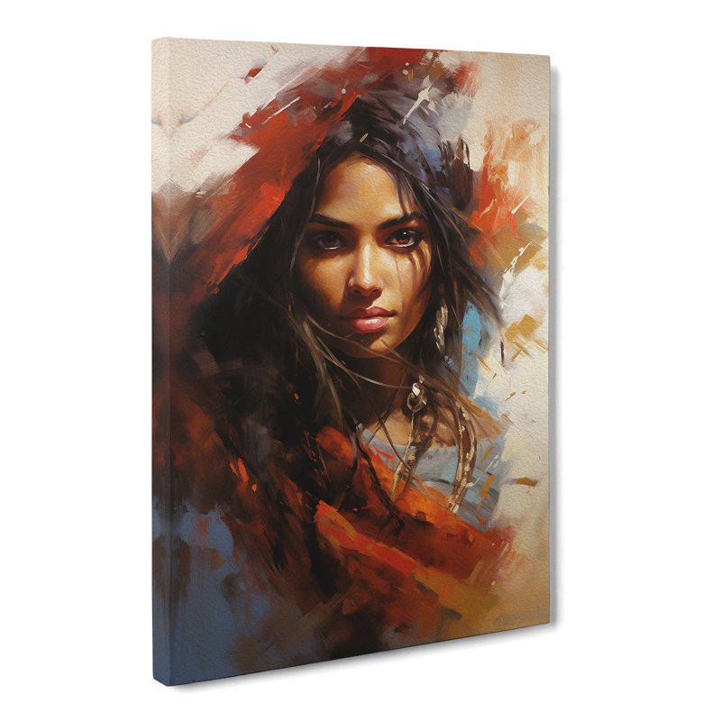 Indian Woman Action Painting - Print, 76cm H x 50cm W x 3cm D
